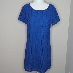 Skies Are Blue Royal Blue Eyelet Dress